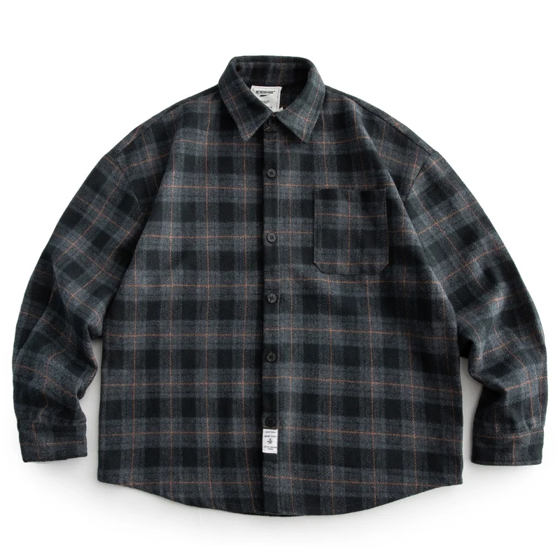 Herren Kariertes Overshirt‑Hemdjacke im Boxy‑Relaxed‑Schnitt Nord Taschen