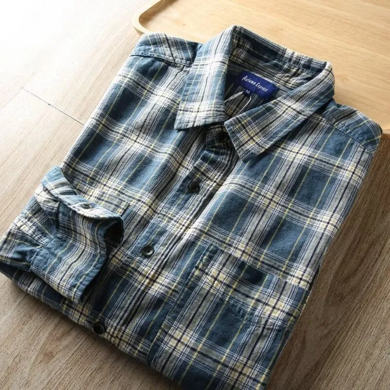 Herren Kariertes Flanellhemd mit Brusttaschen und Regular-Fit Nord Taschen