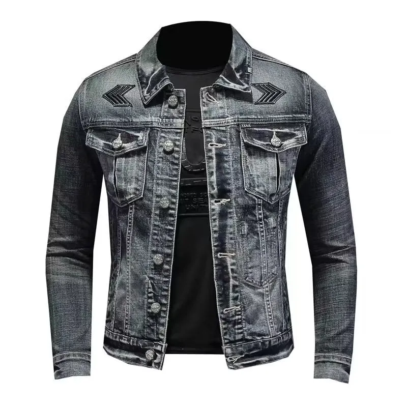 Herren Jeansjacke mit Used-Waschung, aufgesetzten Brusttaschen und dezenter Stickerei Nord Taschen