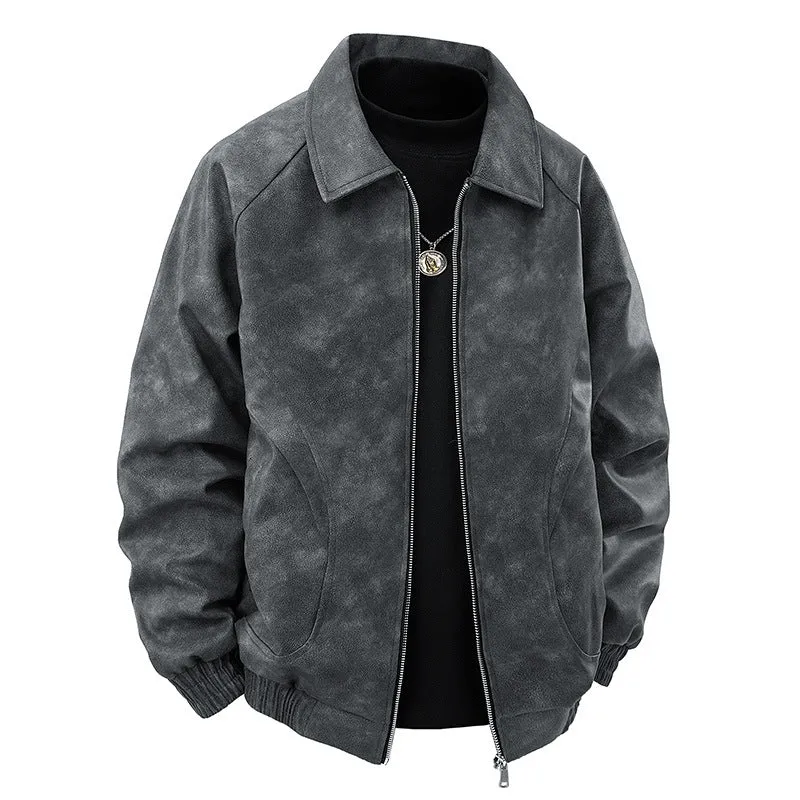 Herren Veloursleder‑Optik Blousonjacke mit Hemdkragen und elastischem Bund Nord Taschen