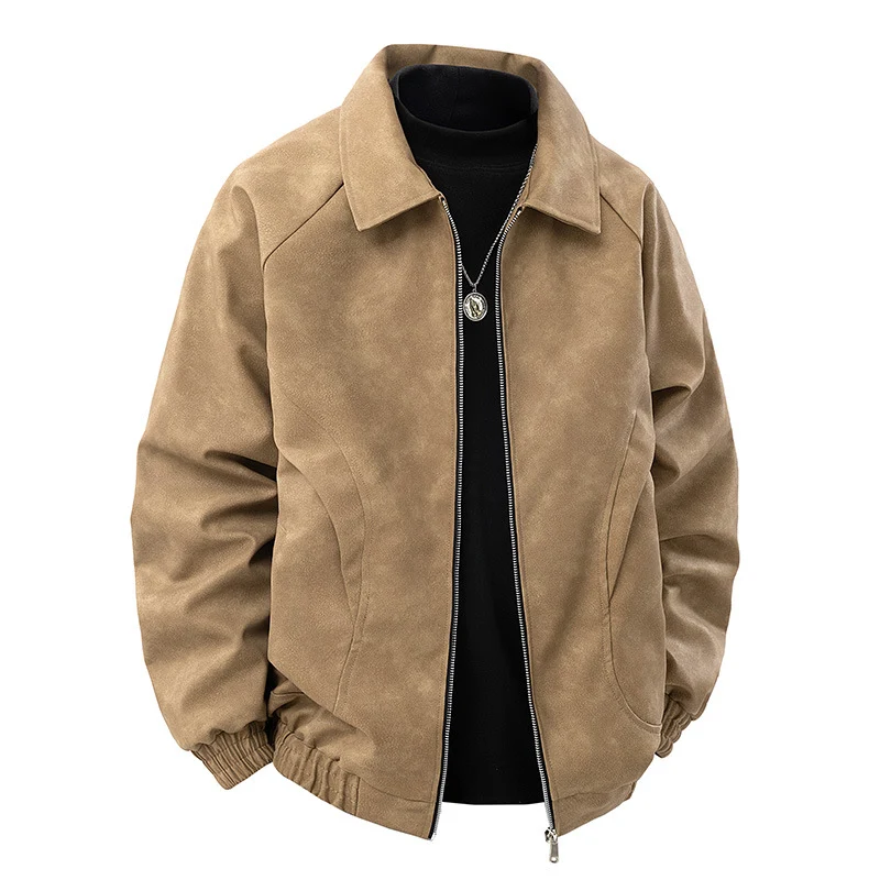 Herren Veloursleder‑Optik Blousonjacke mit Hemdkragen und elastischem Bund Nord Taschen