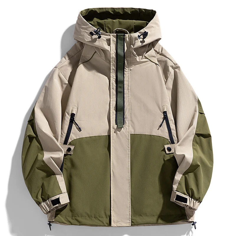 Unisex Leichte zweifarbige Wind- und Regenjacke mit Kapuze, Kordelzug und Reißverschlusstaschen Nord Taschen