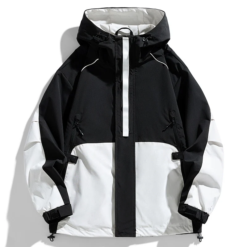 Unisex Leichte zweifarbige Wind- und Regenjacke mit Kapuze, Kordelzug und Reißverschlusstaschen Nord Taschen