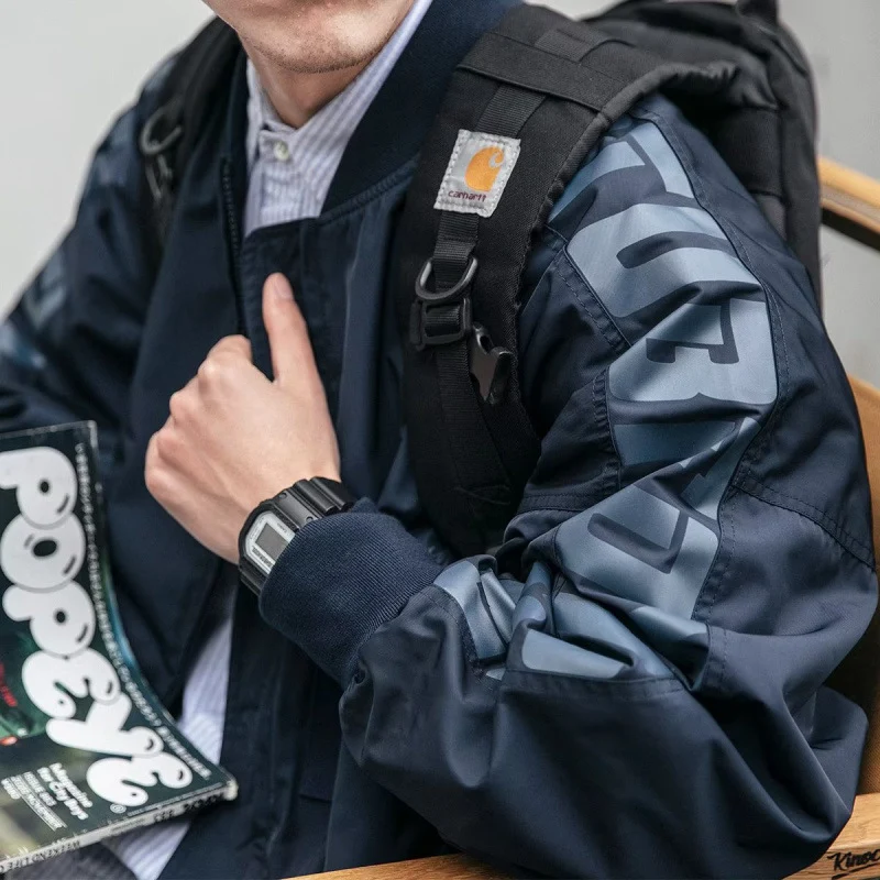 Unisex Leichte Oversize-Bomberjacke aus Nylon mit reflektierenden Ärmeln und Rippbündchen Nord Taschen