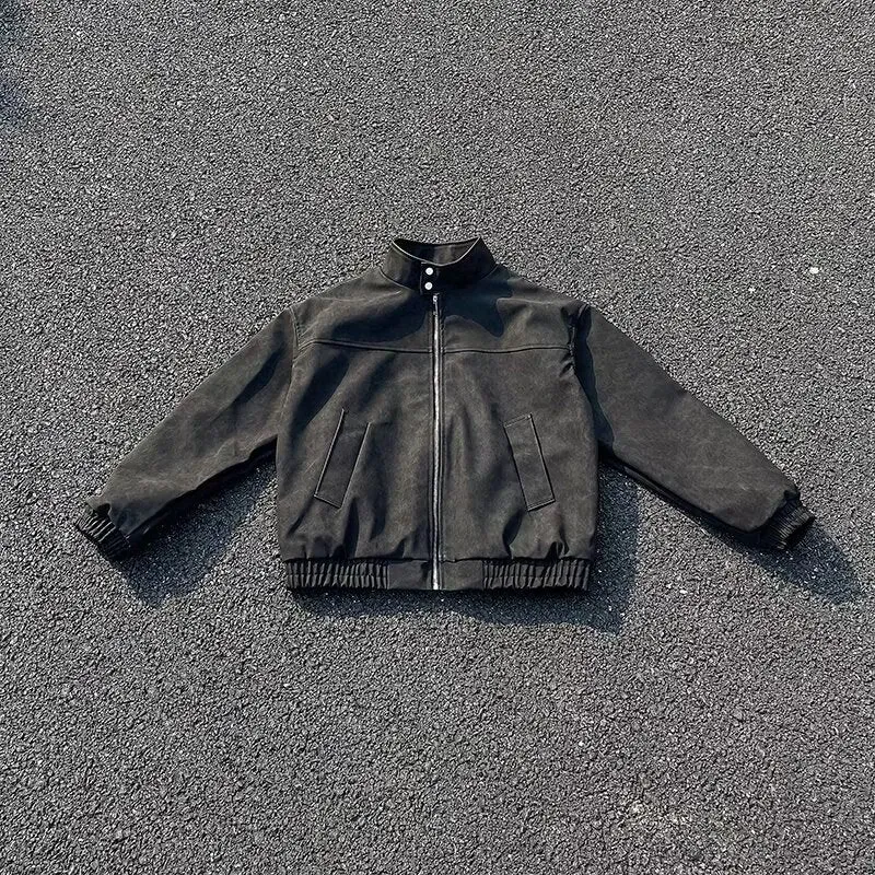 Unisex Kurz geschnittene Oversize-Bomberjacke mit Stehkragen und elastischem Saum Nord Taschen