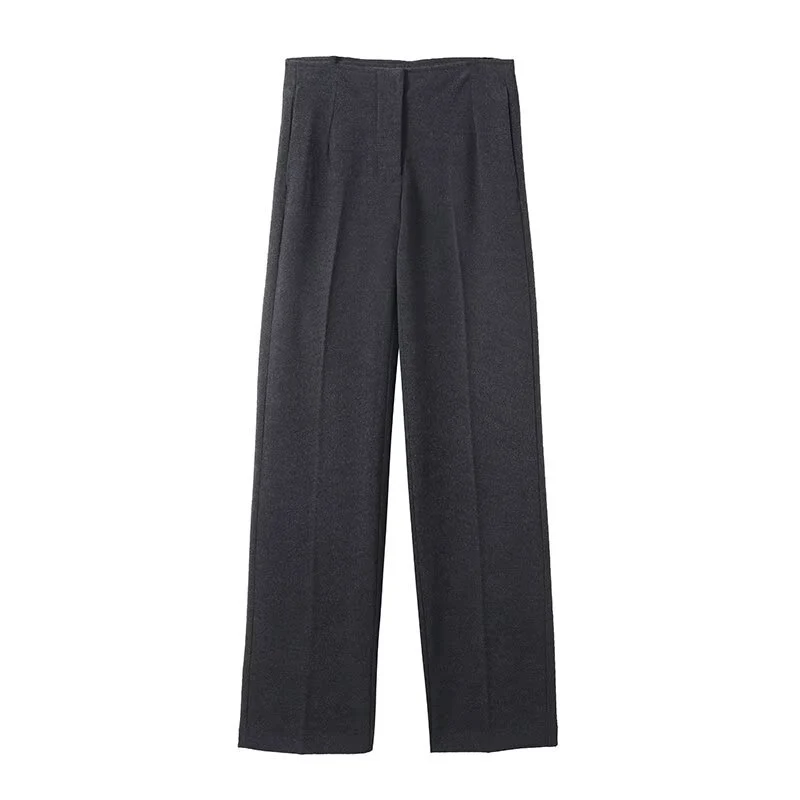 Damen Hochtaillierte Bügelfalten-Hose mit weitem Bein und klassischem Tailoring Nord Taschen