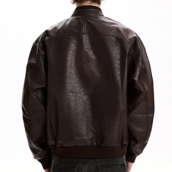 Herren Oversized Kunstlederjacke im Worker-Look mit Pattentaschen Nord Taschen
