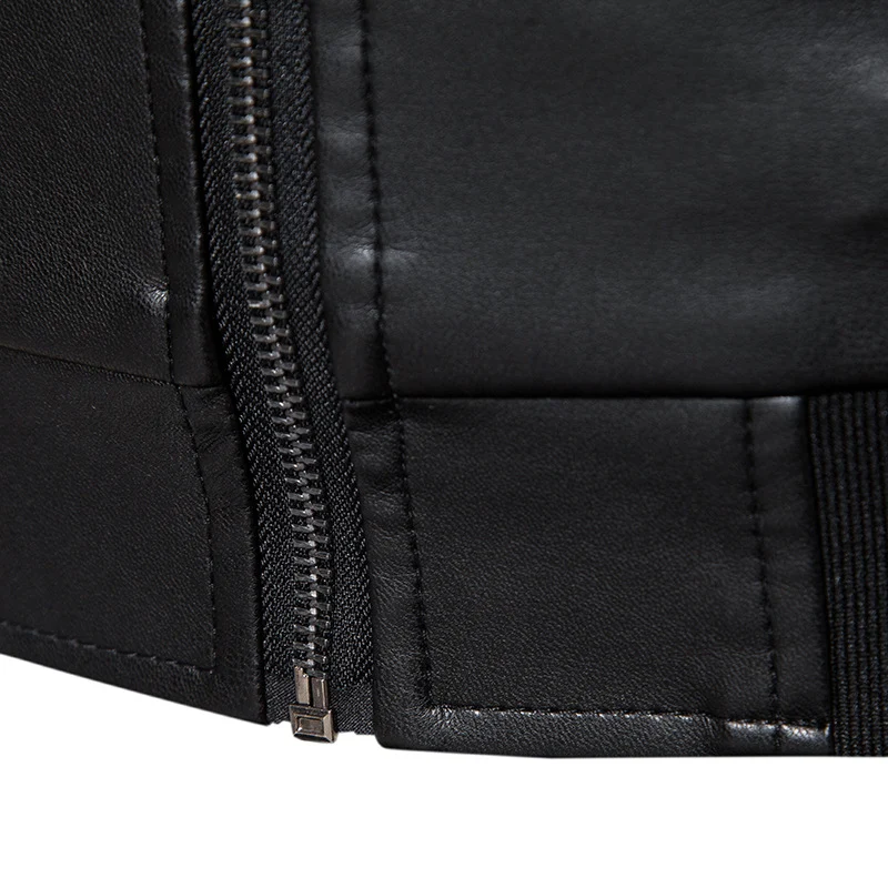 Herren Kunstleder-Bomberjacke im Slim-Fit mit Rippbündchen und verdecktem Reißverschlussleiste Nord Taschen