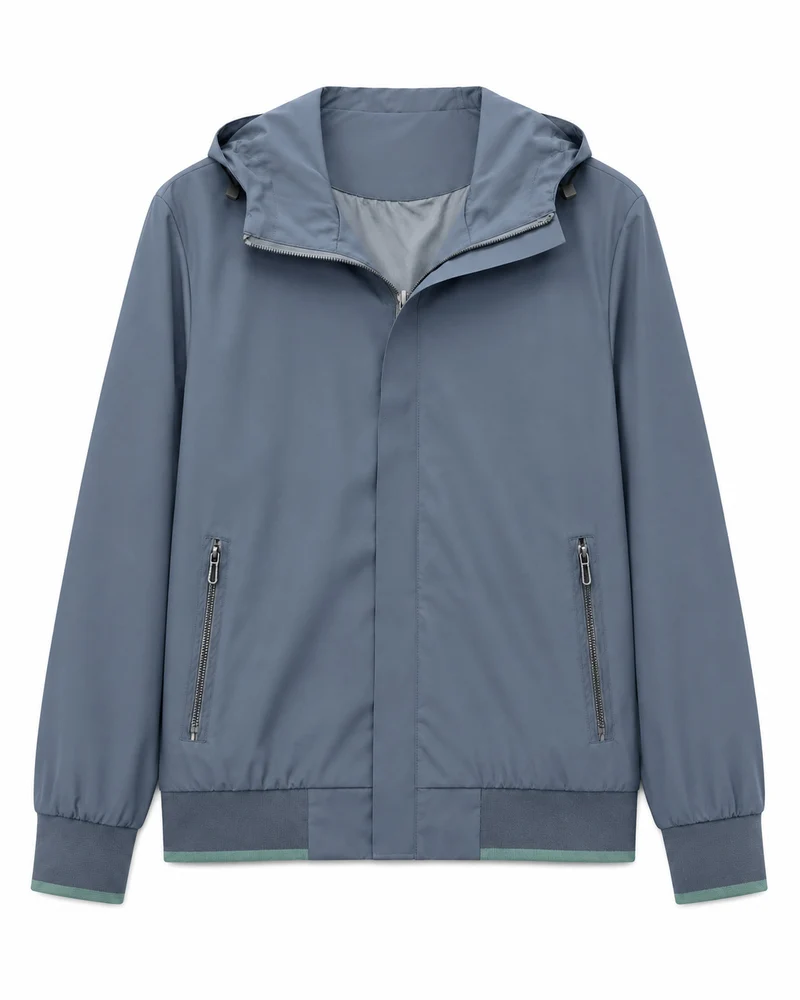 Herren Kapuzen-Blouson Leichter Windbreaker mit geripptem Saum und verdeckter Reißverschlussleiste Nord Taschen