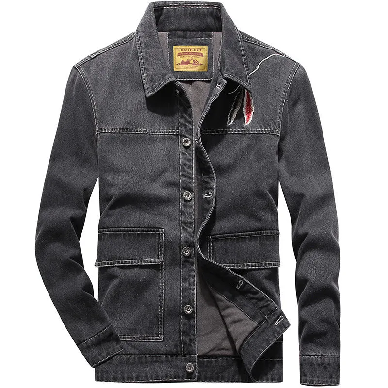 Herren Jeansjacke mit aufgesetzten Taschen und Used-Effekten Nord Taschen