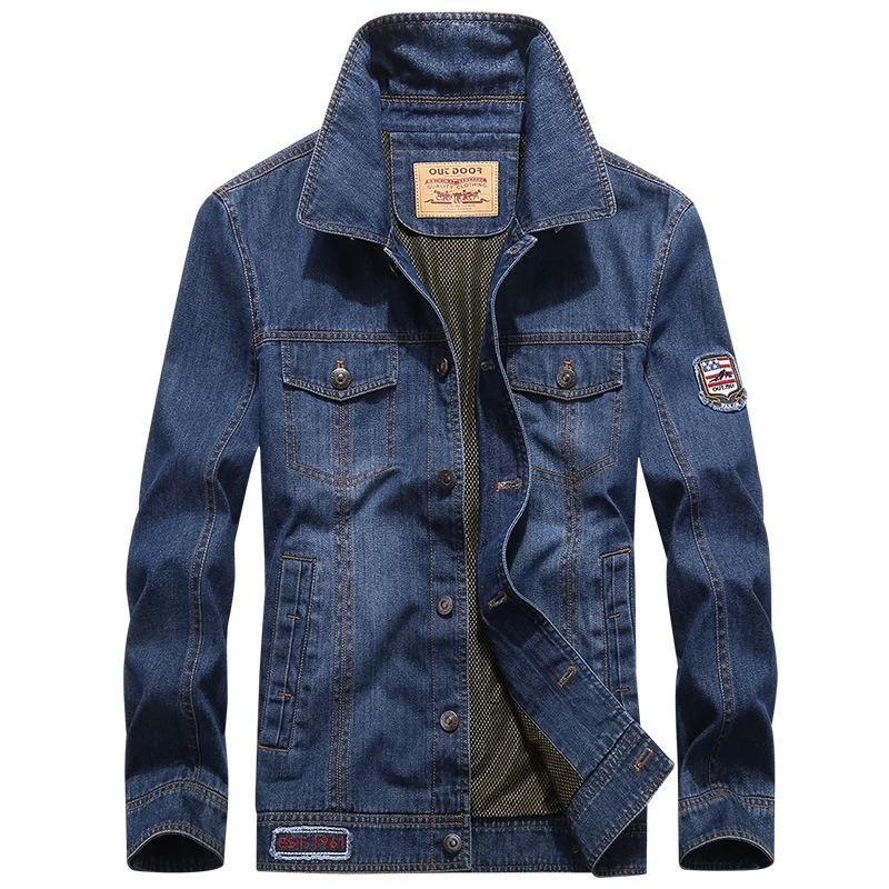 Herren Jeansjacke im Vintage-Look mit Patch, Brusttaschen und atmungsaktivem Mesh-Futter Nord Taschen