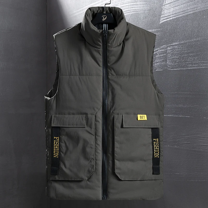 Herren Isolierte Outdoorweste mit hohem Stehkragen, Multifunktionstaschen und markanten Webbändern Nord Taschen