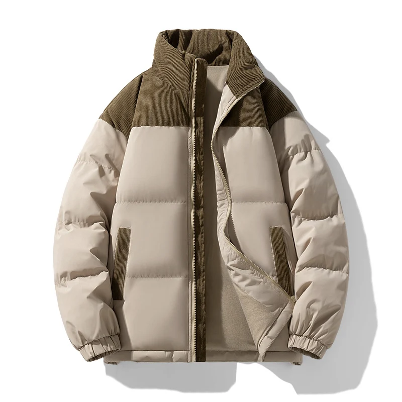 Herren gesteppte Winterjacke mit Cordbesatz, hohem Stehkragen und wärmender Isolierung Nord Taschen