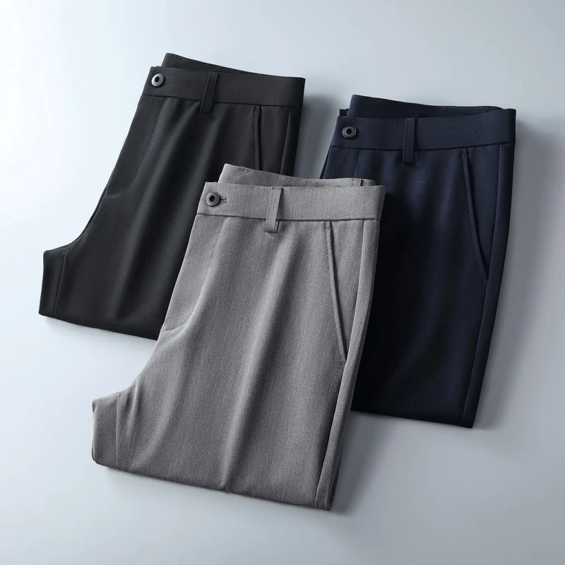 Herren Schmal geschnittene Anzughose aus Stretchtwill mit geradem Bein Nord Taschen