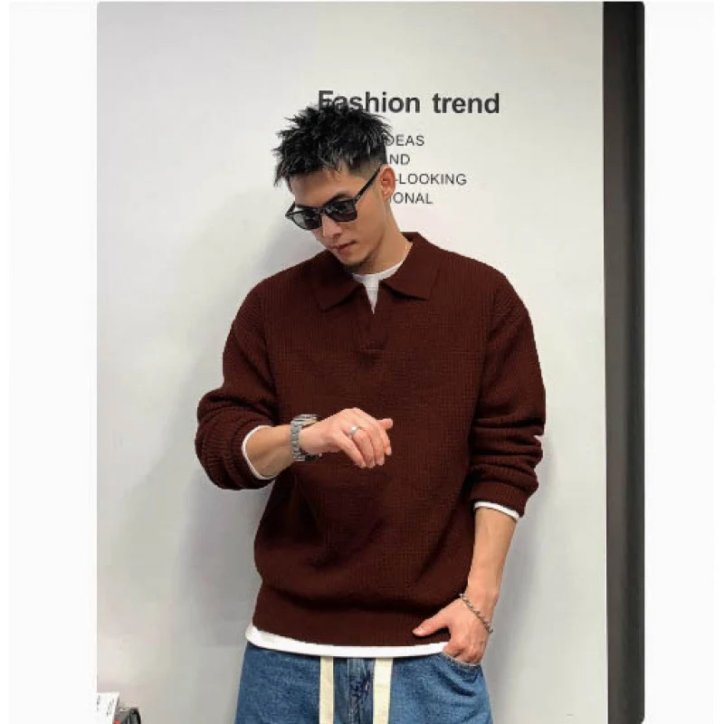 Herren Grobmaschiger Polokragen-Pullover mit verdeckter Halbleiste und geripptem Saum Nord Taschen