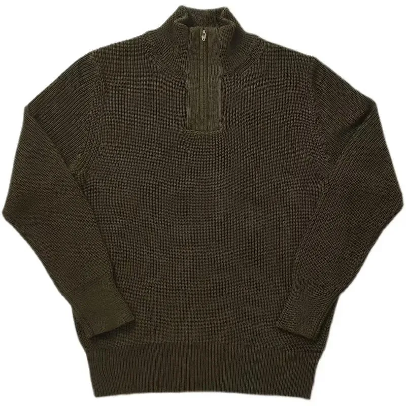 Herren Grobgerippter Halbzip-Strickpullover mit Stehkragen Nord Taschen