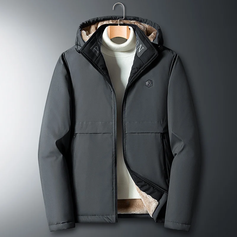 Herren Übergangsjacke mit Teddyfutter, winddichter Außenhülle und Kapuze Nord Taschen