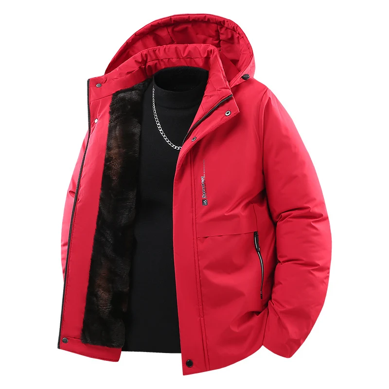 Herren Thermoisolierte Steppjacke mit Kunstfell-Innenfutter und Kapuze Nord Taschen