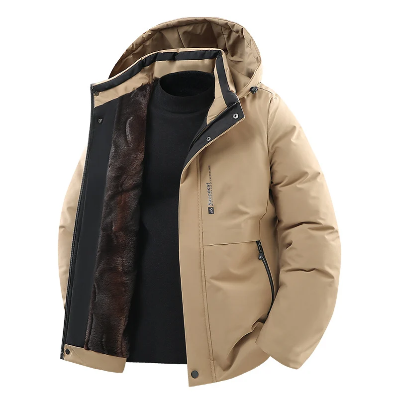 Herren Thermoisolierte Steppjacke mit Kunstfell-Innenfutter und Kapuze Nord Taschen