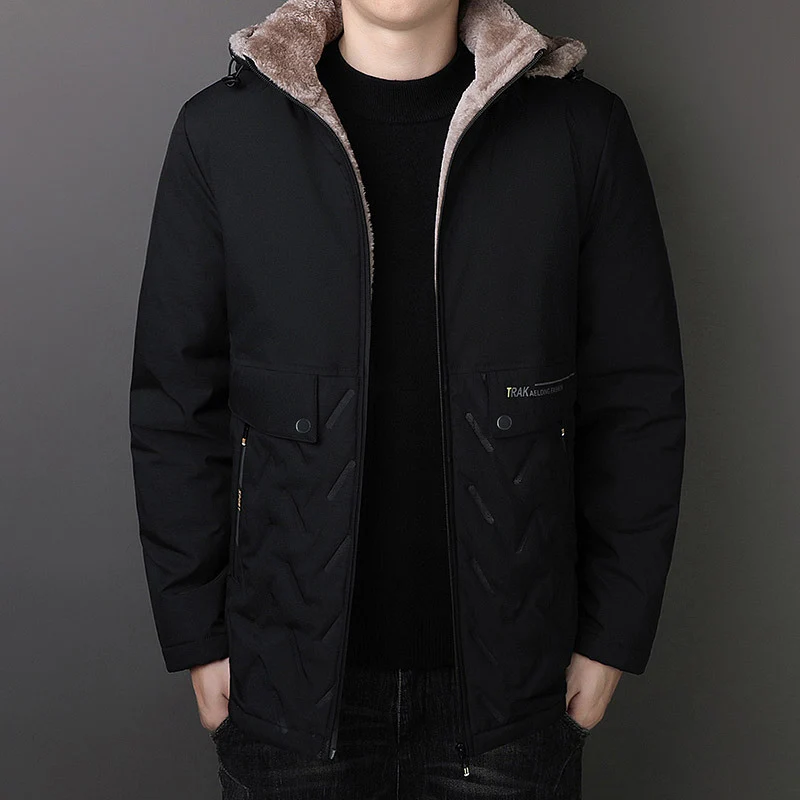 Herren Thermo-Parka mit Teddyfutter und Kapuze Nord Taschen