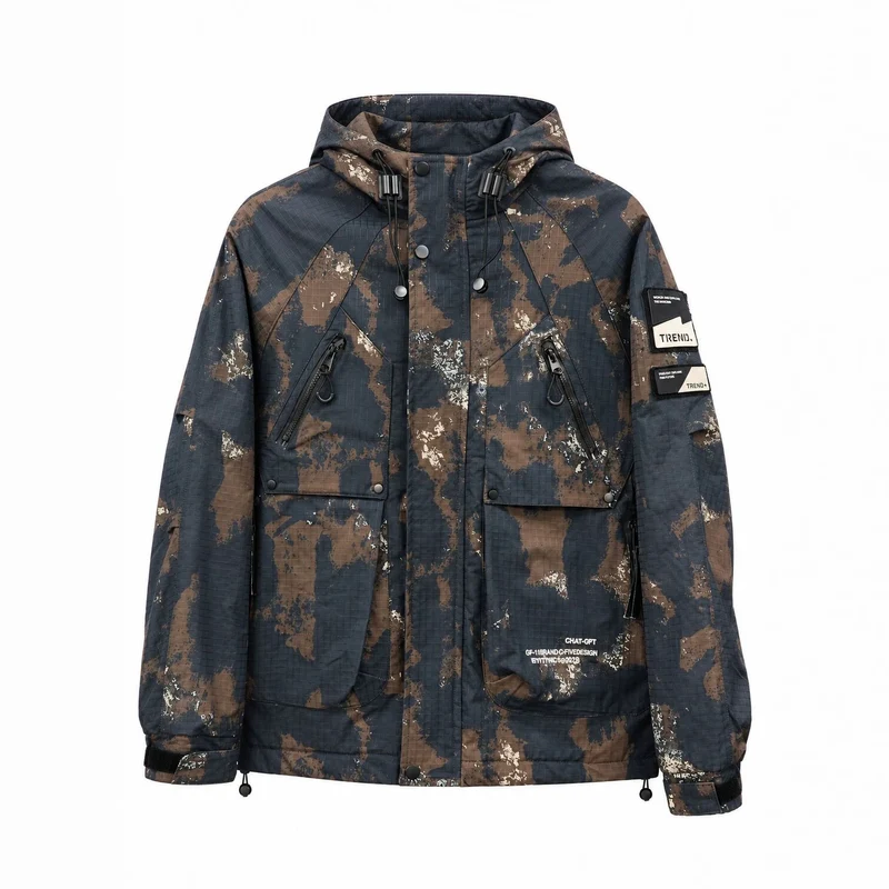 Herren Technischer Camouflage-Parka mit Kapuze und Ripstop-Außenmaterial Nord Taschen