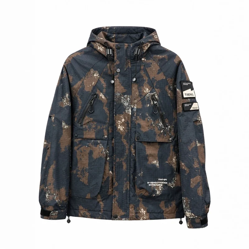 Herren Technischer Camouflage-Parka mit Kapuze und Ripstop-Außenmaterial Nord Taschen
