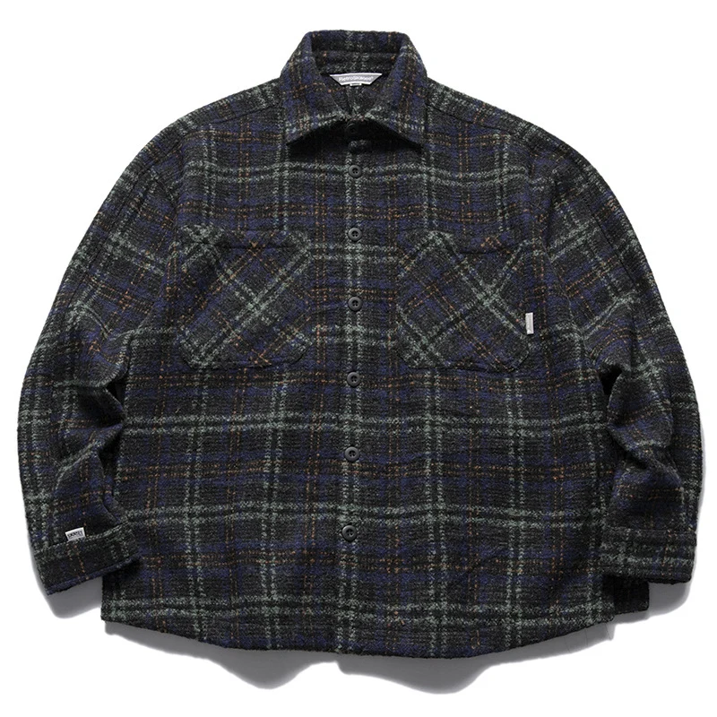Unisex Karo-Overshirt aus Wollmix mit aufgesetzten Brusttaschen Nord Taschen