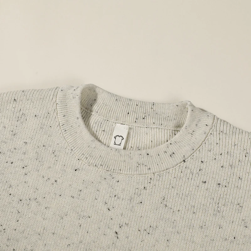 Unisex Großer Rundhals‑Strickpullover aus Mélange‑Garn mit abgesenkter Schulter Nord Taschen