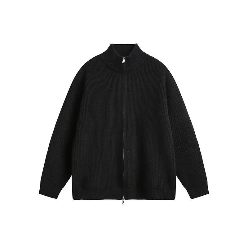 Unisex Grobstrick-Zipjacke mit Stehkragen und Zwei-Wege-Reißverschluss Nord Taschen