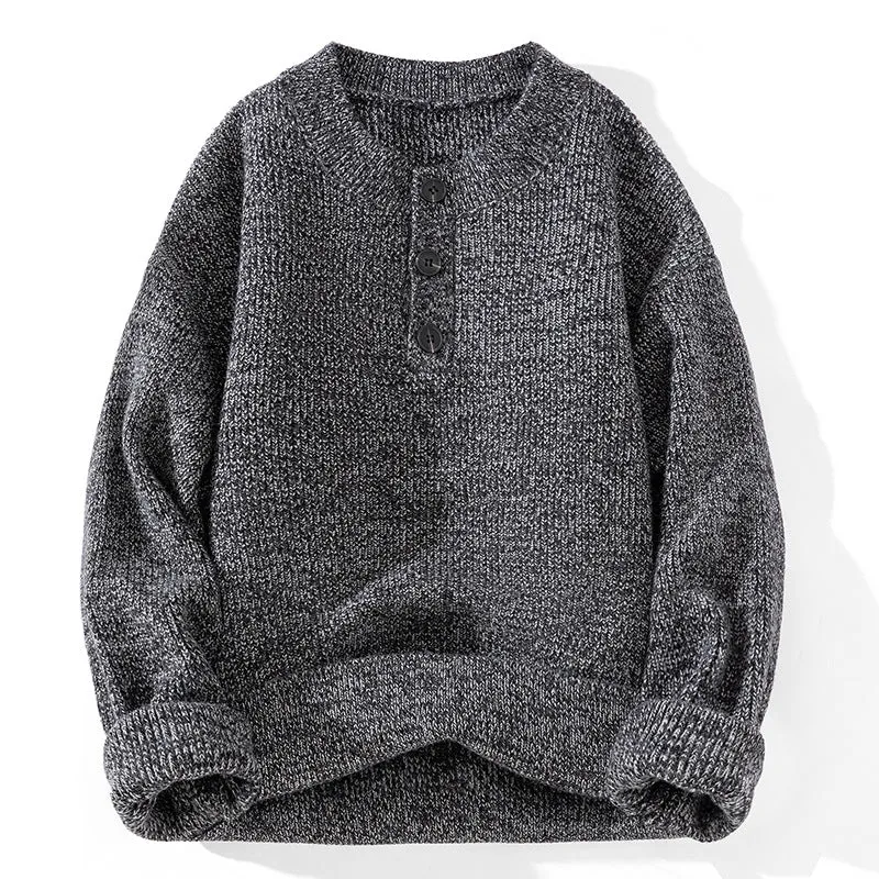 Unisex Grobstrick-Henley-Pullover mit halber Knopfleiste und Rippstruktur Nord Taschen