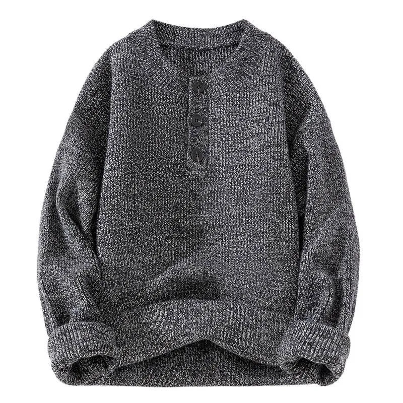Unisex Grobstrick-Henley-Pullover mit halber Knopfleiste und Rippstruktur Nord Taschen