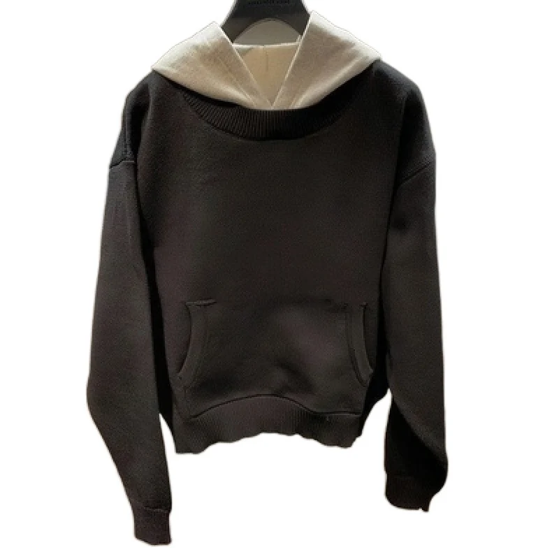 Unisex Grobgestricktes Lagenlook-Sweatshirt mit Kontrastkapuze und Kängurutasche Nord Taschen