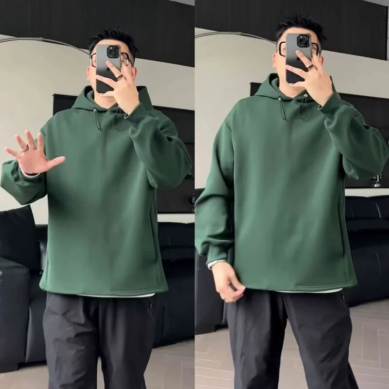 Herren Oversized Kapuzenpullover mit Dropped-Shoulder, schwerer Baumwollmischung und minimalistischer Silhouette Nord Taschen