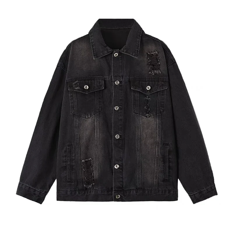 Herren Oversized Jeansjacke mit Used-Waschung und Destroy-Details Nord Taschen