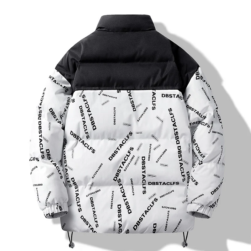 Herren Gepolsterte Steppjacke mit grafischem Schrift-Print, Stehkragen und verstellbarem Saum Nord Taschen