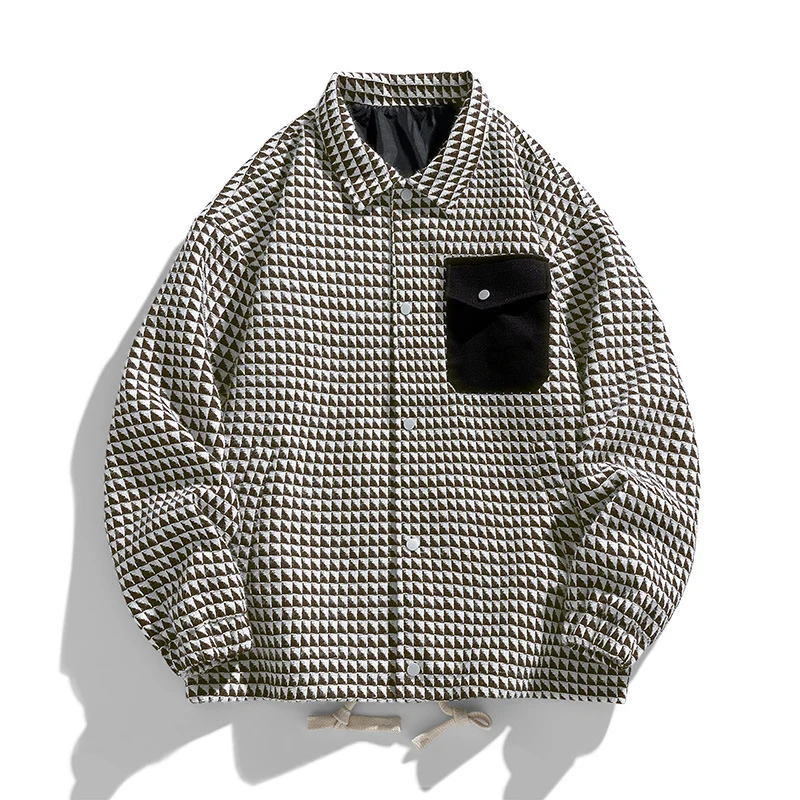 Herren Gepolsterte Coach‑Jacke mit geometrischem Muster und Kontrastbrusttasche Nord Taschen