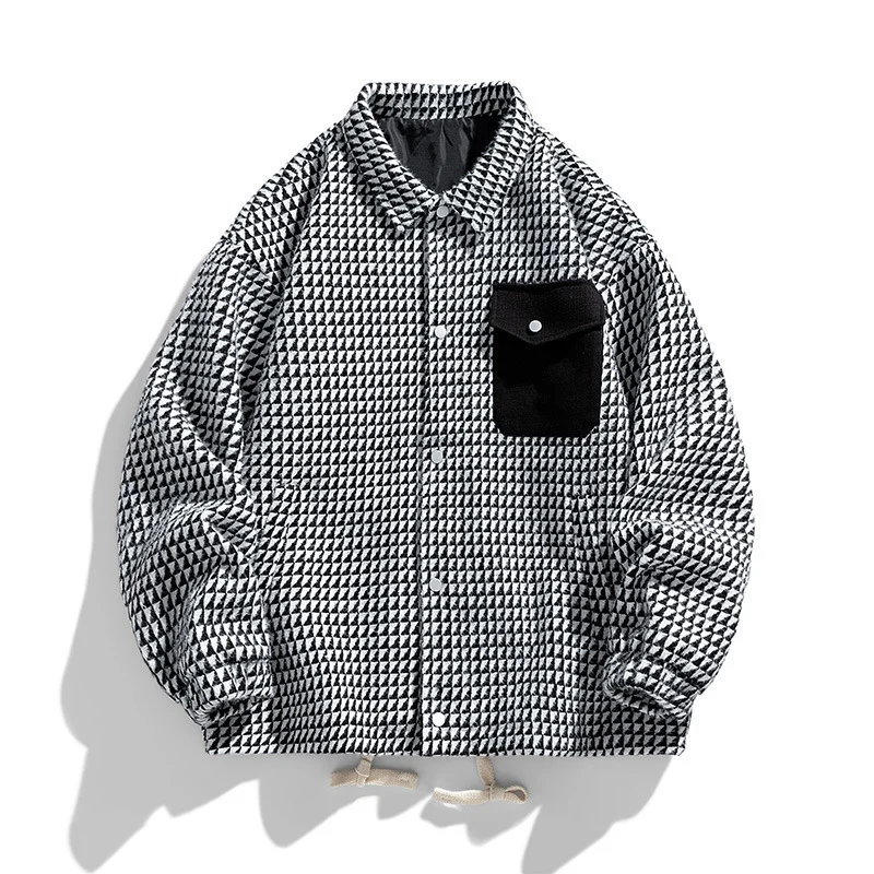 Herren Gepolsterte Coach‑Jacke mit geometrischem Muster und Kontrastbrusttasche Nord Taschen