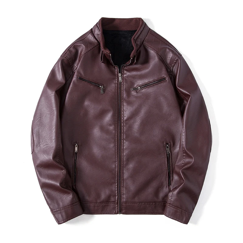 Herren Elegante Kunstleder‑Blousonjacke mit Stehkragen, Reißverschlusstaschen und wärmendem Innenfutter Nord Taschen