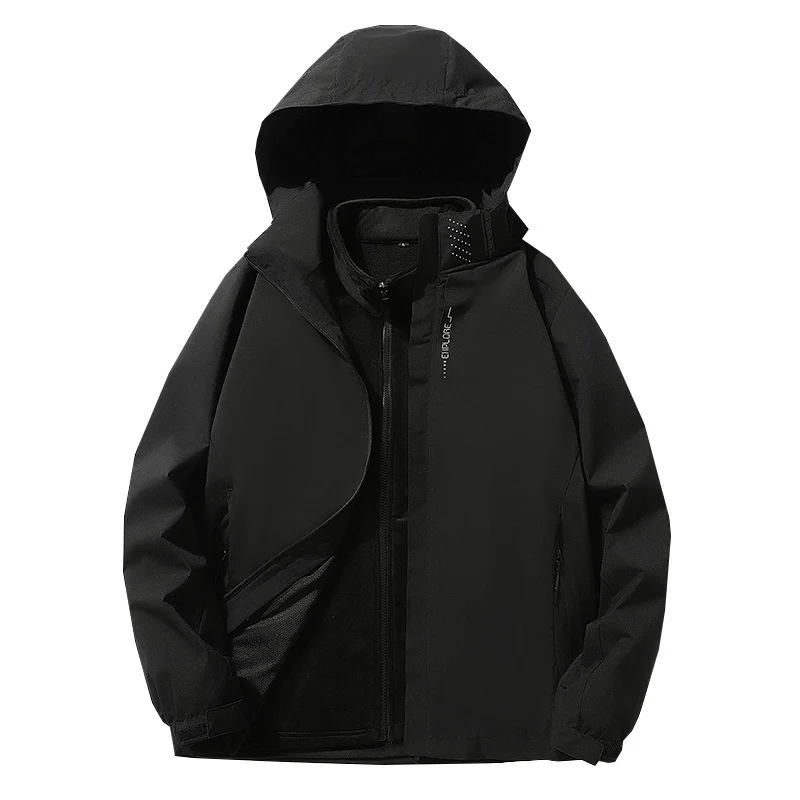 Herren Dreilagige wasserdichte Outdoor-Softshelljacke mit abnehmbarer Fleece-Innenjacke Nord Taschen