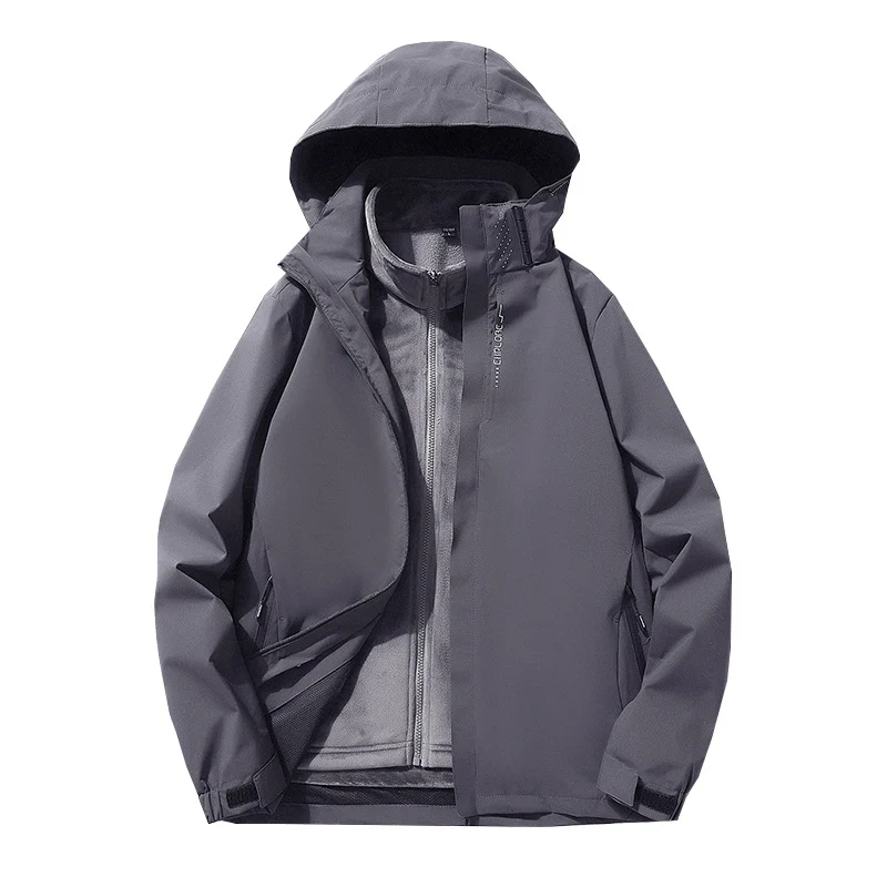 Herren Dreilagige wasserdichte Outdoor-Softshelljacke mit abnehmbarer Fleece-Innenjacke Nord Taschen
