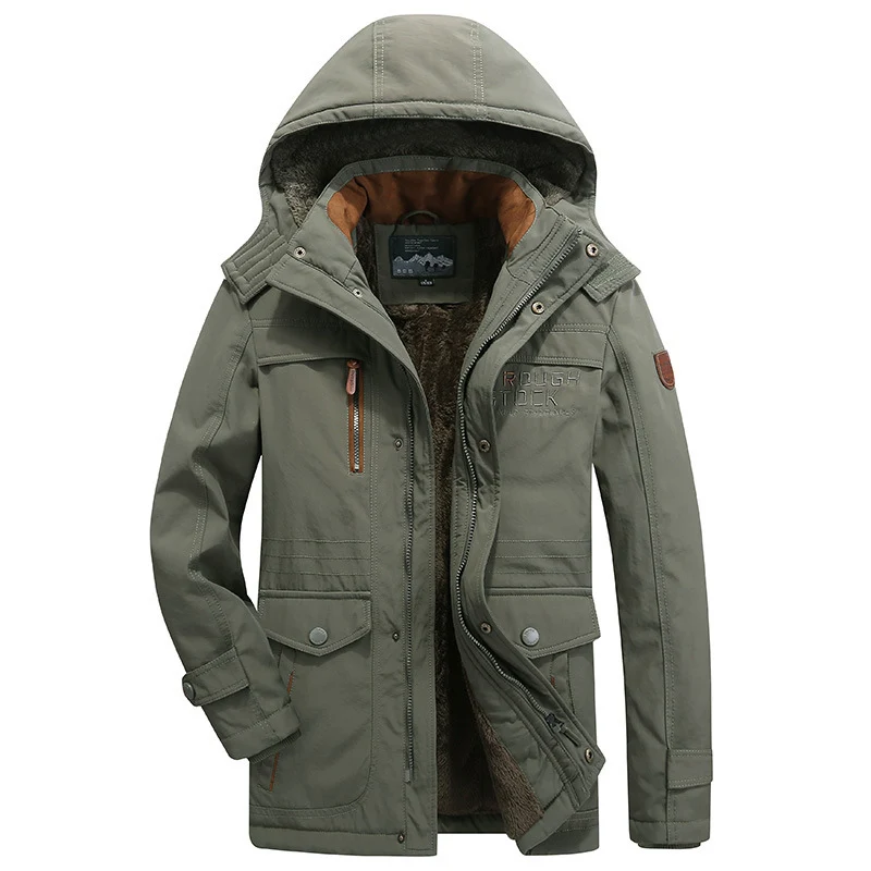 Herren gefütterter Feldparka mit Teddyfutter, Kapuze und Multifunktionstaschen Nord Taschen