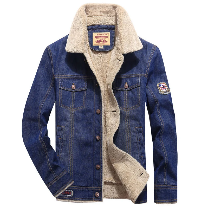 Herren gefütterte Sherpa-Jeansjacke mit Teddyfutter und aufgesetzten Brusttaschen Nord Taschen