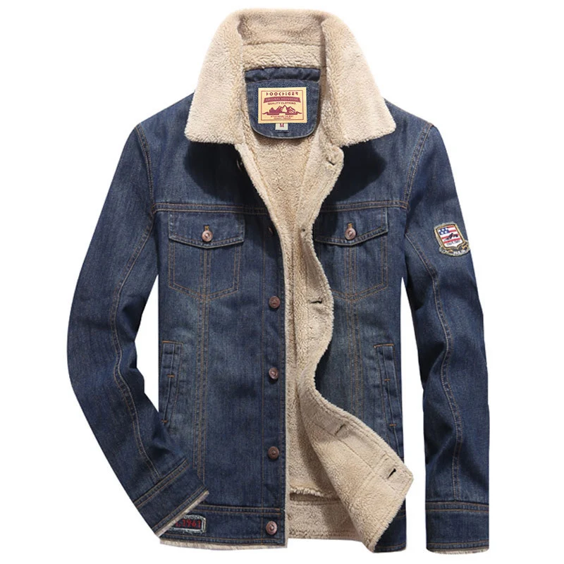 Herren gefütterte Sherpa-Jeansjacke mit Teddyfutter und aufgesetzten Brusttaschen Nord Taschen