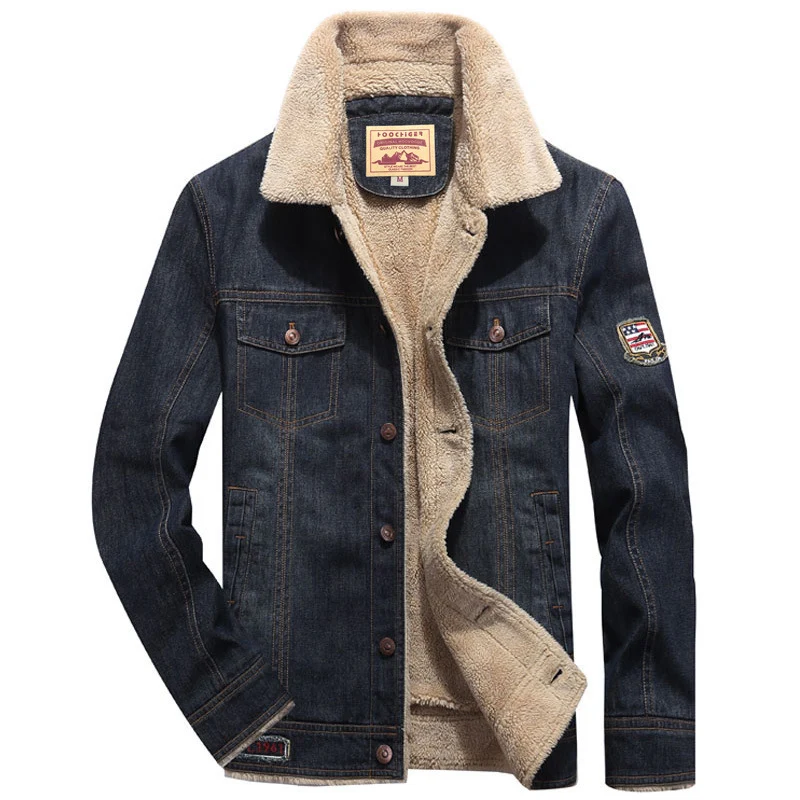 Herren gefütterte Sherpa-Jeansjacke mit Teddyfutter und aufgesetzten Brusttaschen Nord Taschen