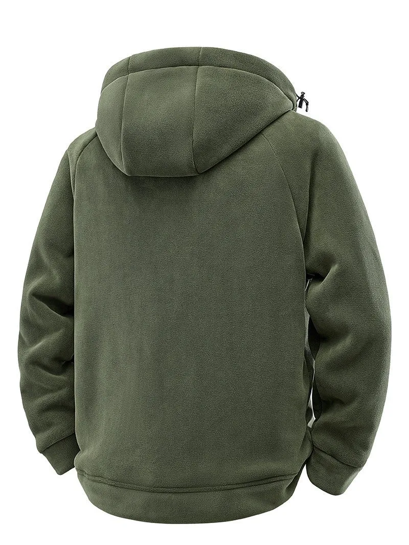 Herren Gefütterte Kapuzen-Fleecejacke mit Teddyfutter und durchgehendem Reißverschluss Nord Taschen