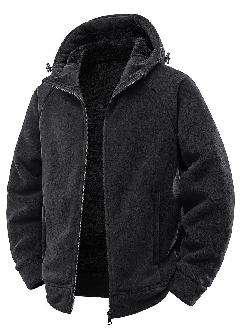 Herren Gefütterte Kapuzen-Fleecejacke mit Teddyfutter und durchgehendem Reißverschluss Nord Taschen