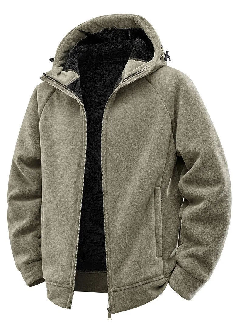 Herren Gefütterte Kapuzen-Fleecejacke mit Teddyfutter und durchgehendem Reißverschluss Nord Taschen