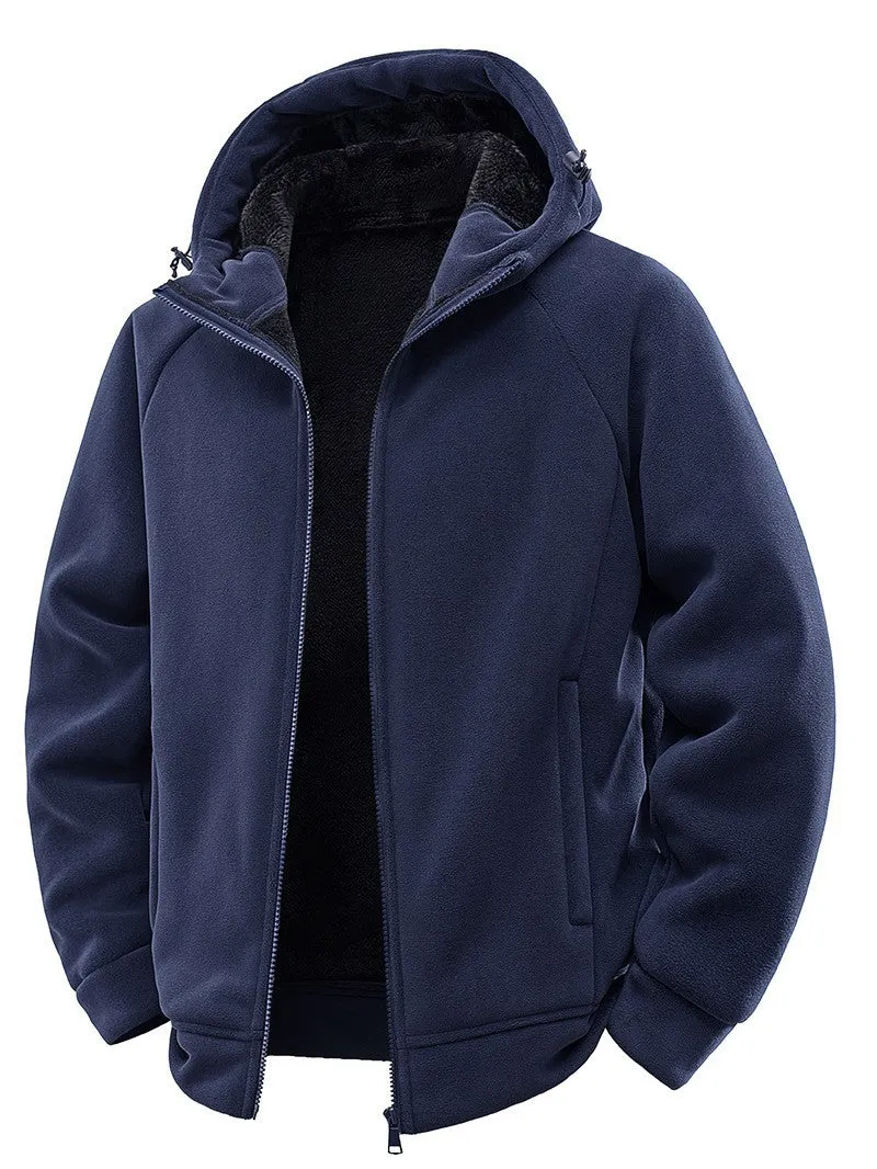 Herren Gefütterte Kapuzen-Fleecejacke mit Teddyfutter und durchgehendem Reißverschluss Nord Taschen