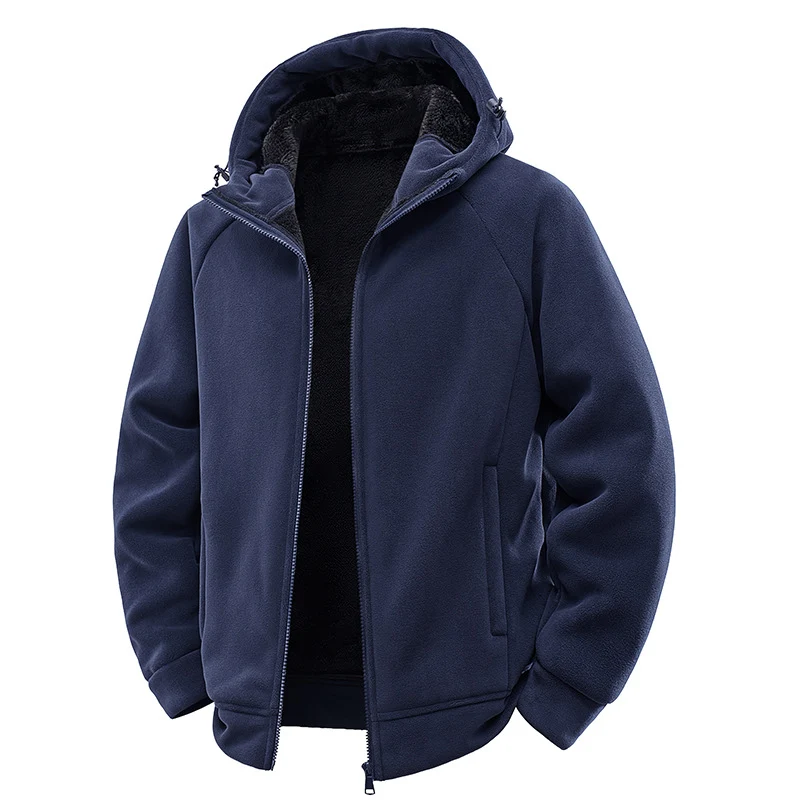 Herren Gefütterte Kapuzen-Fleecejacke mit Teddyfutter und durchgehendem Reißverschluss Nord Taschen