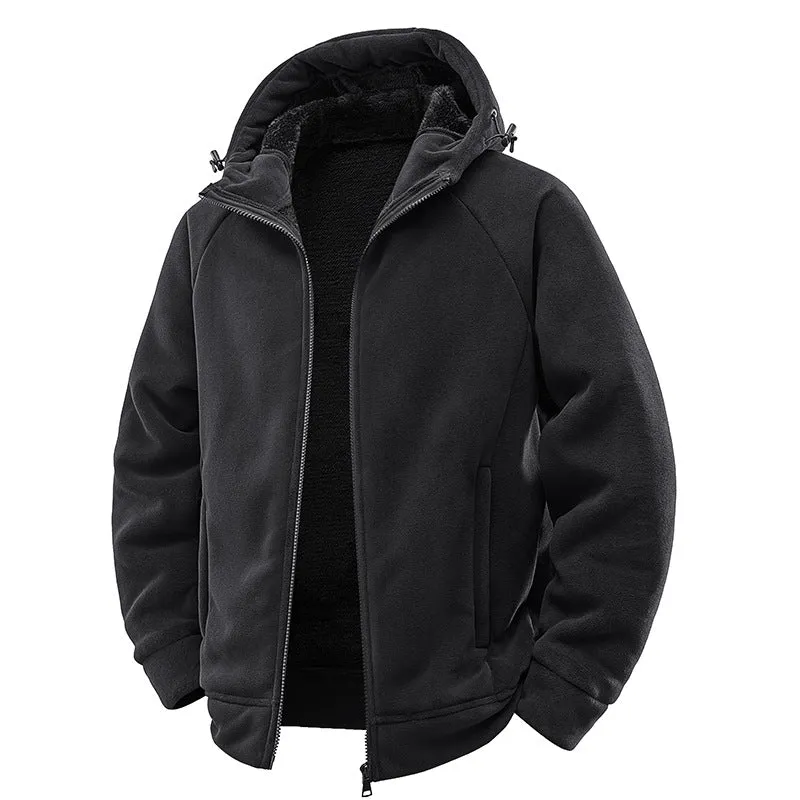 Herren Gefütterte Kapuzen-Fleecejacke mit Teddyfutter und durchgehendem Reißverschluss Nord Taschen